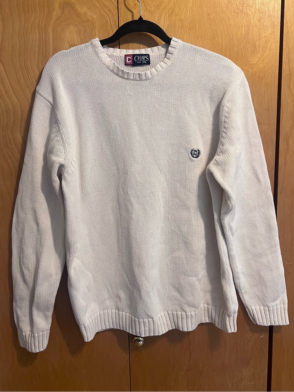 Chaps Men’s Classic Crewneck Cotton Sweater in Ivory - Size Large